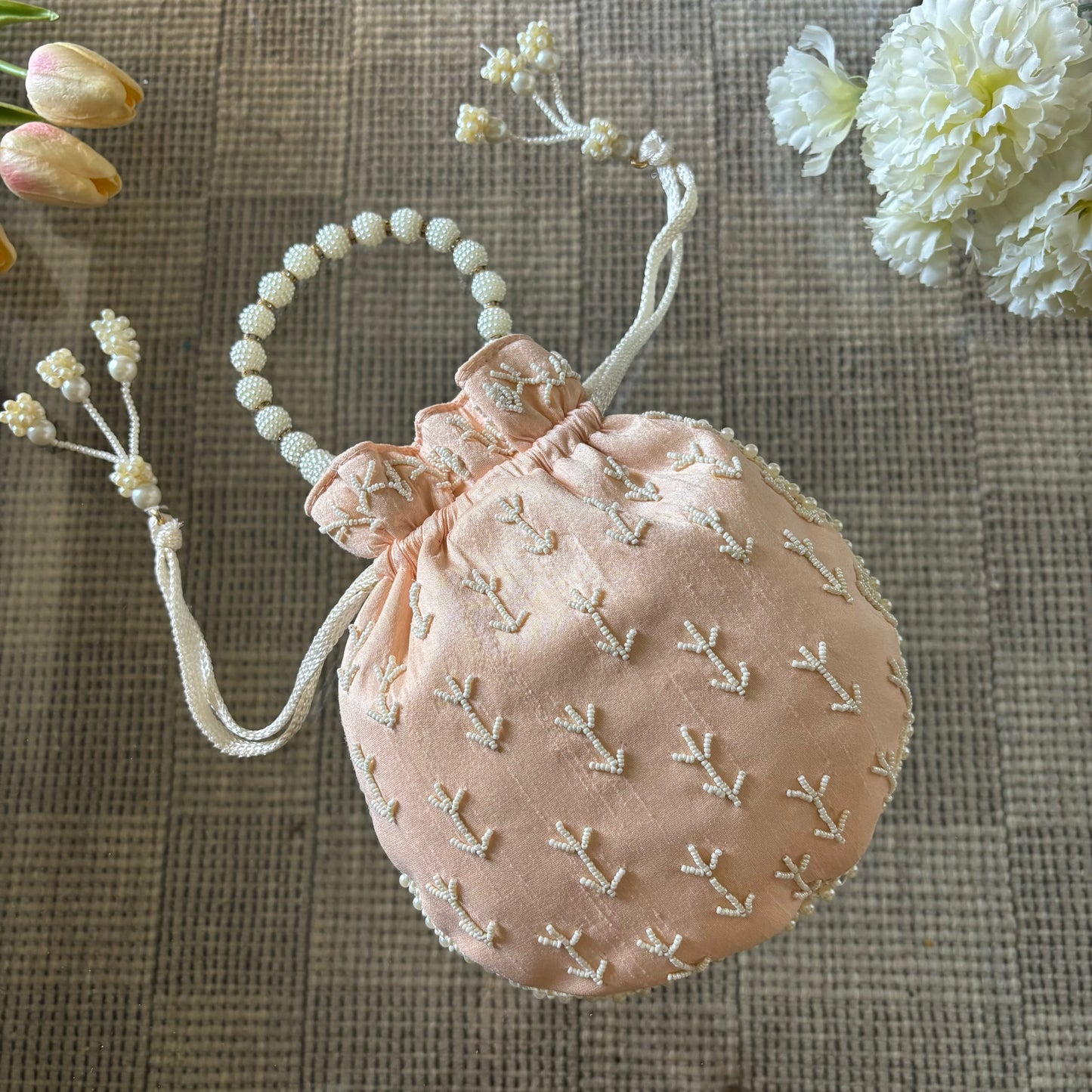 Parvati Pearl Potli - Peach