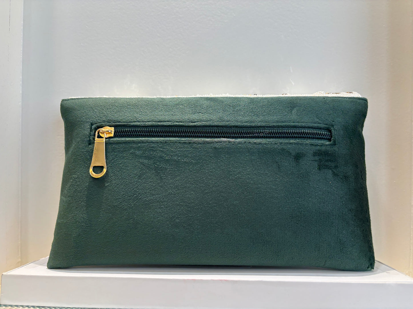 Sara Begum Clutch - Emerald-white