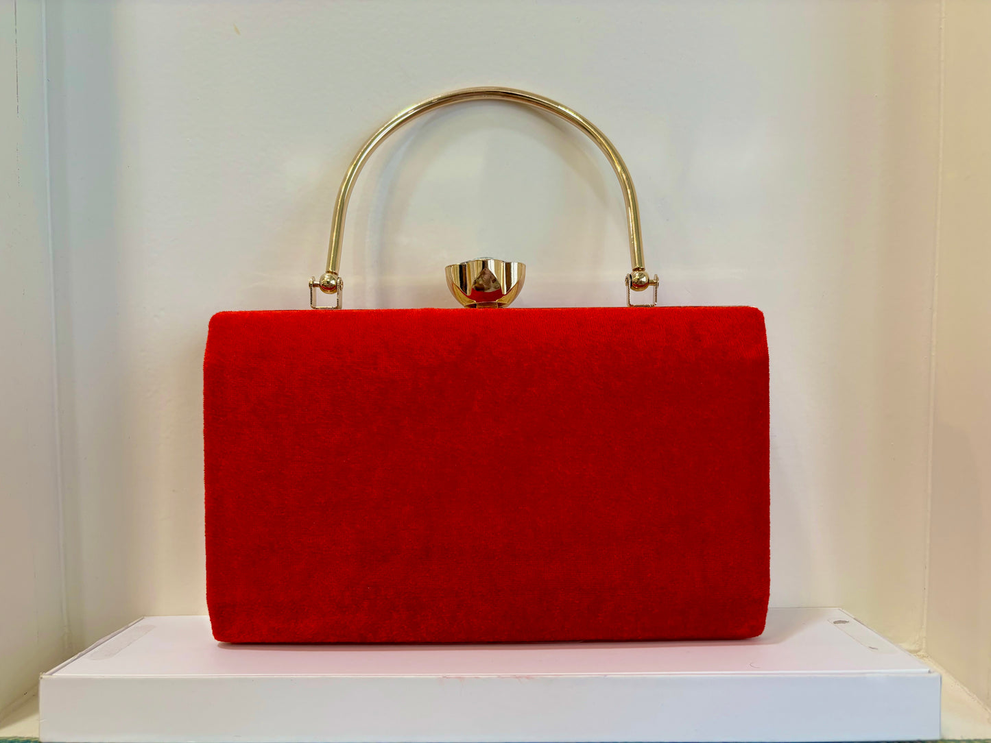 Narmada Zardozi Handle Clutch - Red