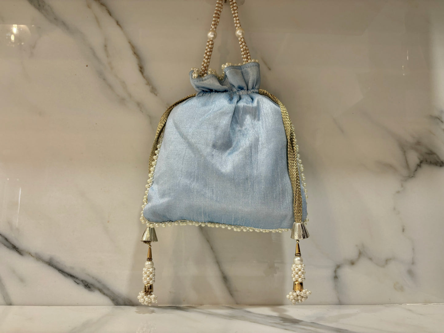 Manju Pearl Potli - Powder Blue