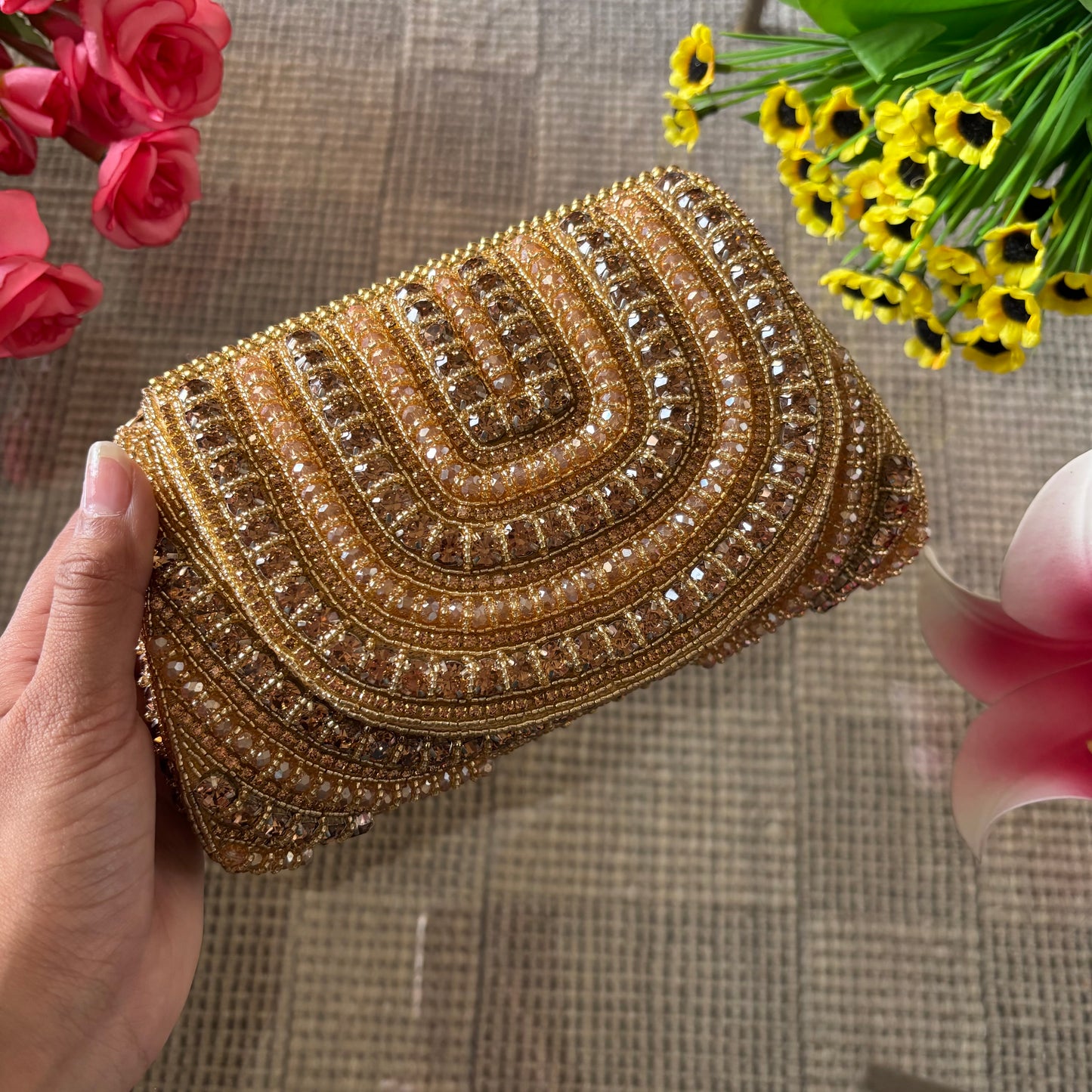 Priyanka Embellished Clutch - Gold