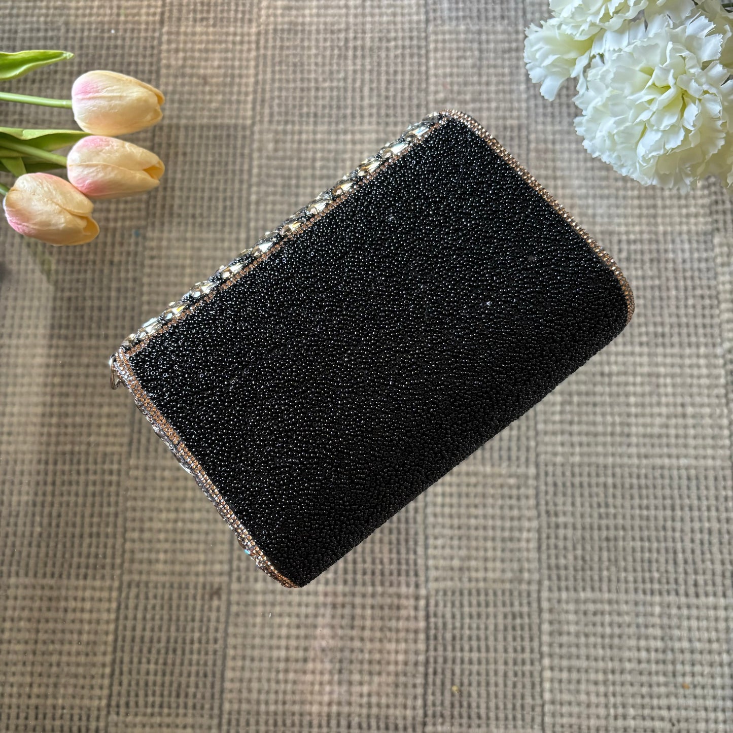 Kiara Embellished Clutch - Black
