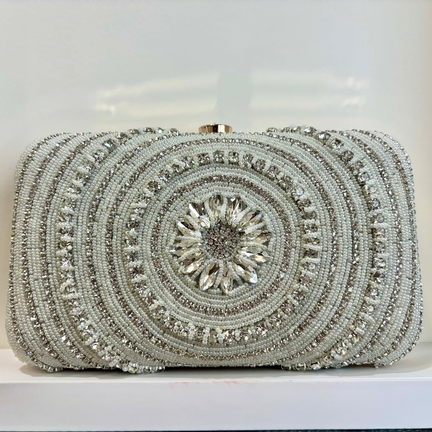Riya Embellished Clutch - White