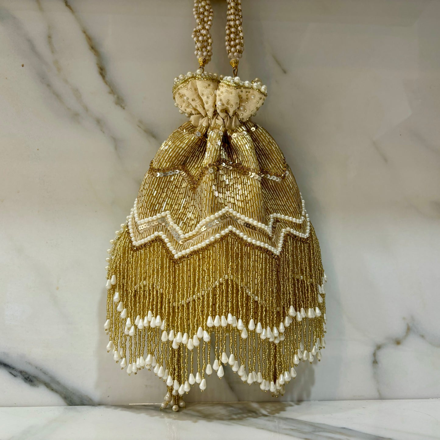 Shilpa Front Beaded Potli - Gold