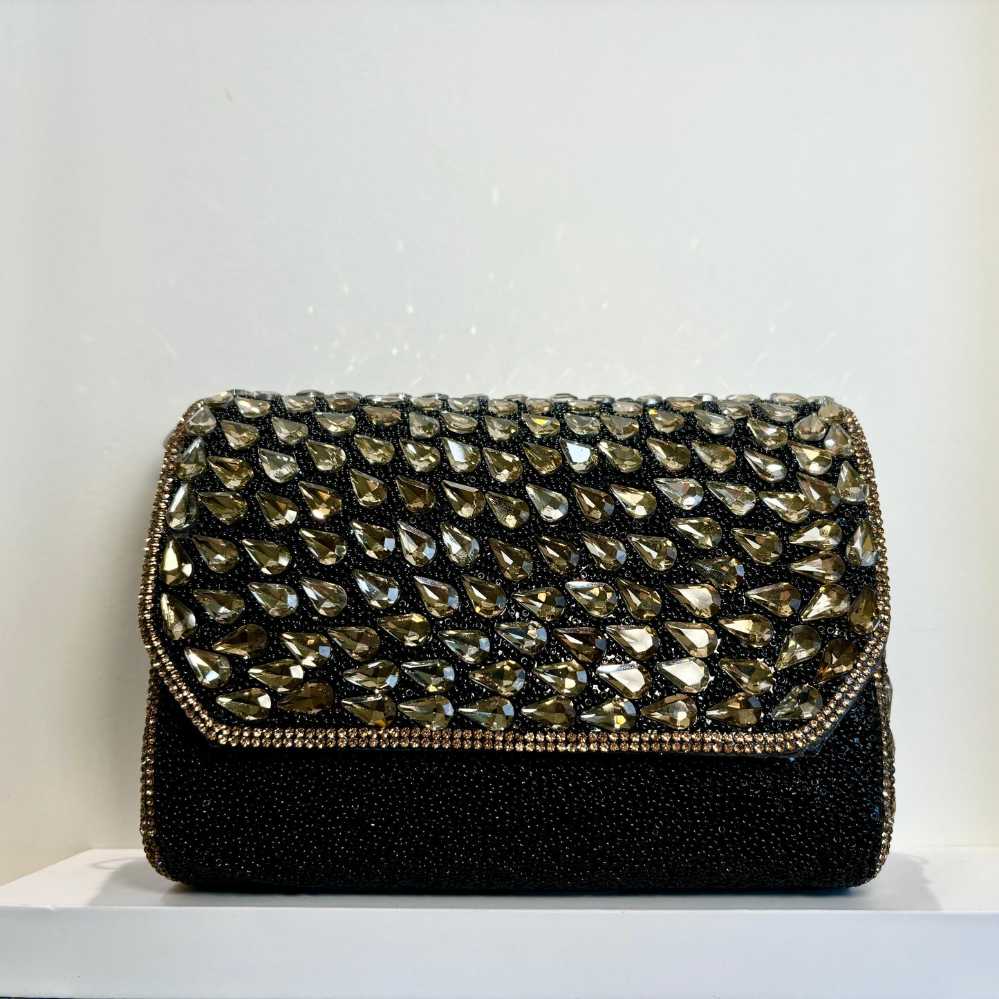 Kiara Embellished Clutch - Black