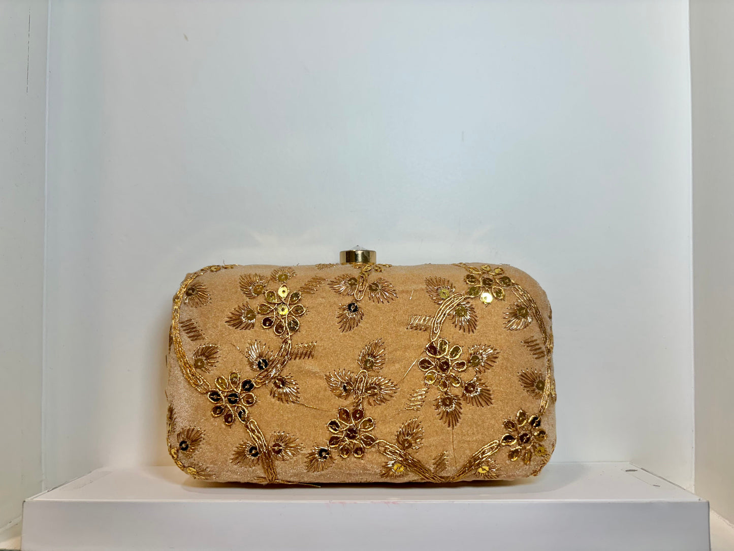 Thread Embroidery Clutch - Gold